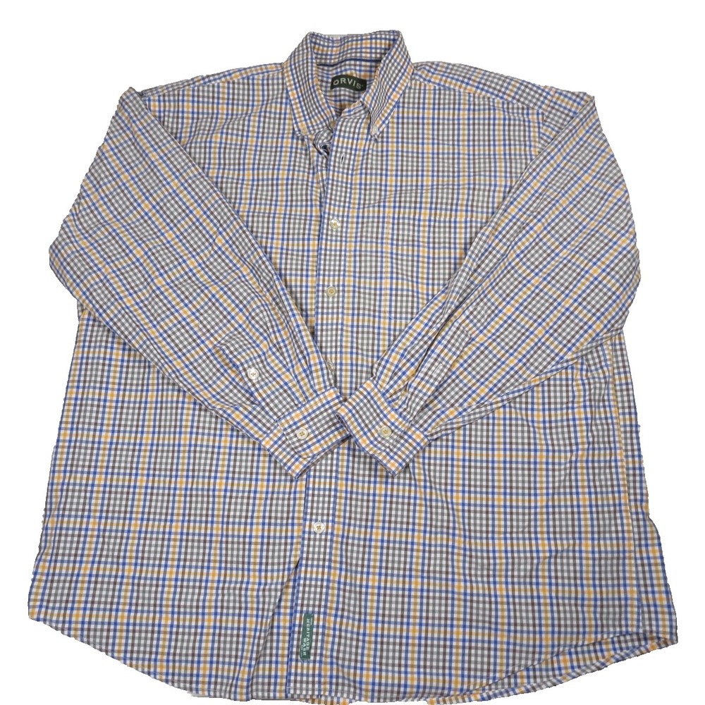 Orvis Heritage Wash Plaid Button Down Shirt Lightweight Casual Cotton Size XXL